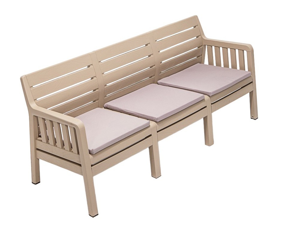 SELSEY Sofa ogrodowa trzyosobowa Scrally z tworzywa sztucznego beżowa