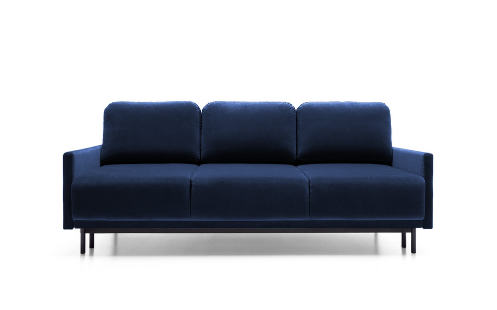 SELSEY Kanapa rozkładana trzyosobowa Hamiel z pojemnikiem granatowa velvet hydrofobowy