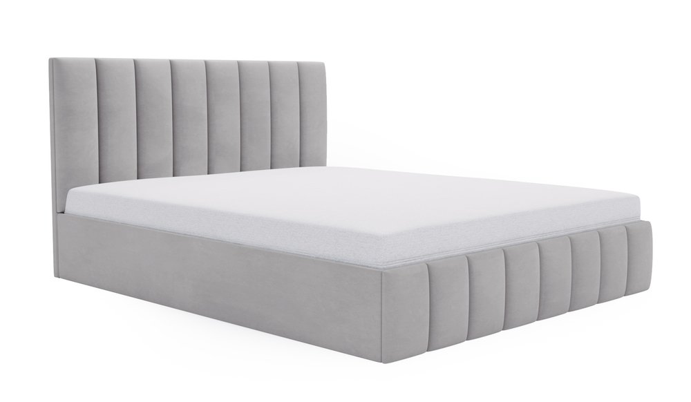 SELSEY Łóżko tapicerowane 140x200 cm Buenio z pojemnikiem jasnoszare velvet hydrofobowy