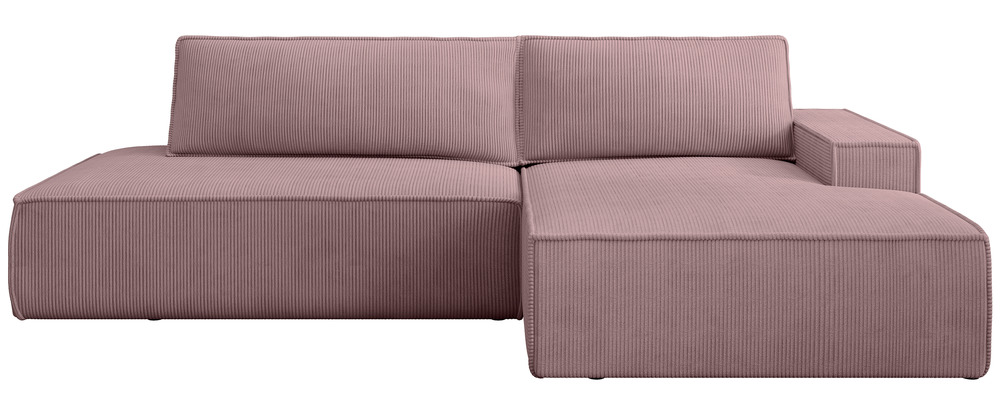 SELSEY Narożnik z funkcją spania Felicjo L-kształtny prawostronny z pojemnikiem liliowy sztruks