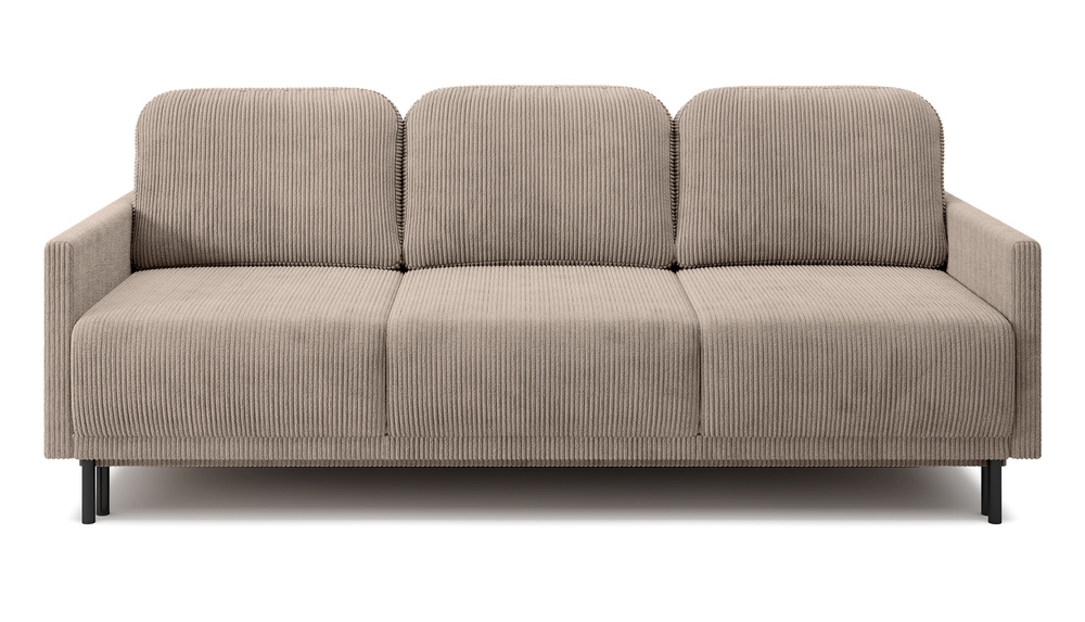 SELSEY Kanapa rozkładana trzyosobowa Hamiel z pojemnikiem beżowa sztruks