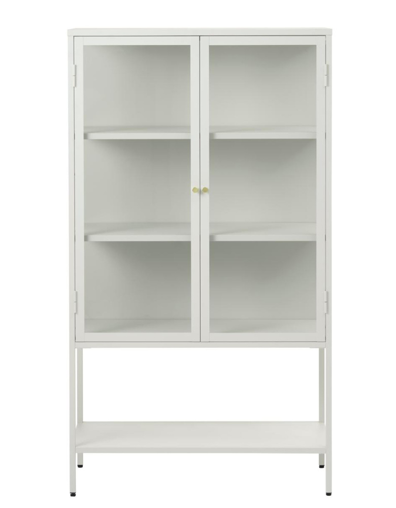 SELSEY Witryna metalowa Zeins dwudrzwiowa na wysokiej podstawie jasnoszara