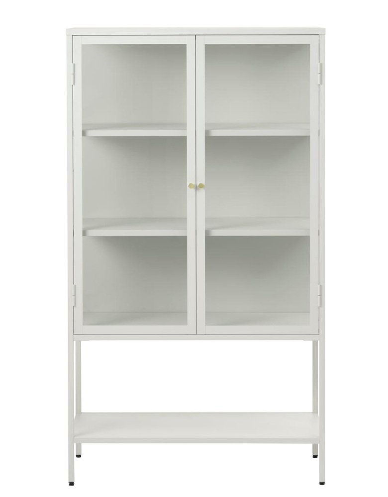 SELSEY Witryna metalowa Zeins dwudrzwiowa na wysokiej podstawie jasnoszara