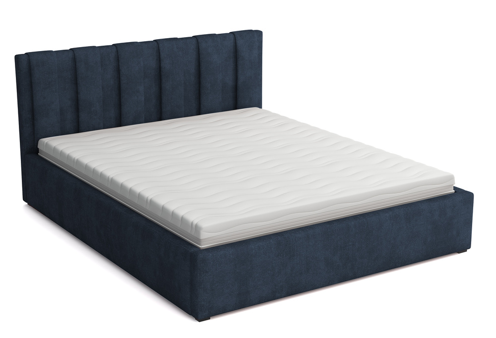 SELSEY Łóżko tapicerowane 160x200 cm Walence z pojemnikiem stelaż metalowy granatowe welur hydrofobowy