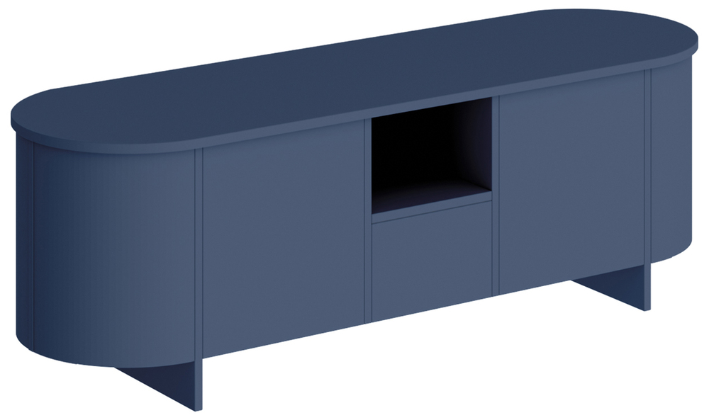 SELSEY Szafka RTV dwudrzwiowa Camplia z jedną szufladą 163 cm granatowy mat