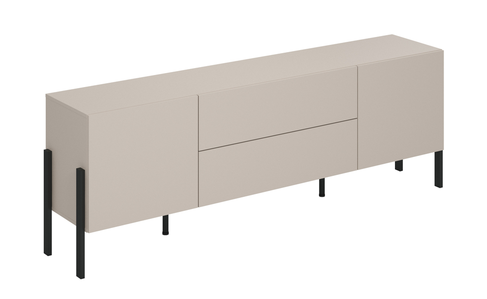 SELSEY Szafka RTV dwudrzwiowa Jukon z szufladami 204 cm Szary beż