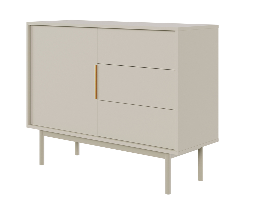 SELSEY Komoda jednodrzwiowa Viviaro z trzema szufladami 104 cm kaszmir