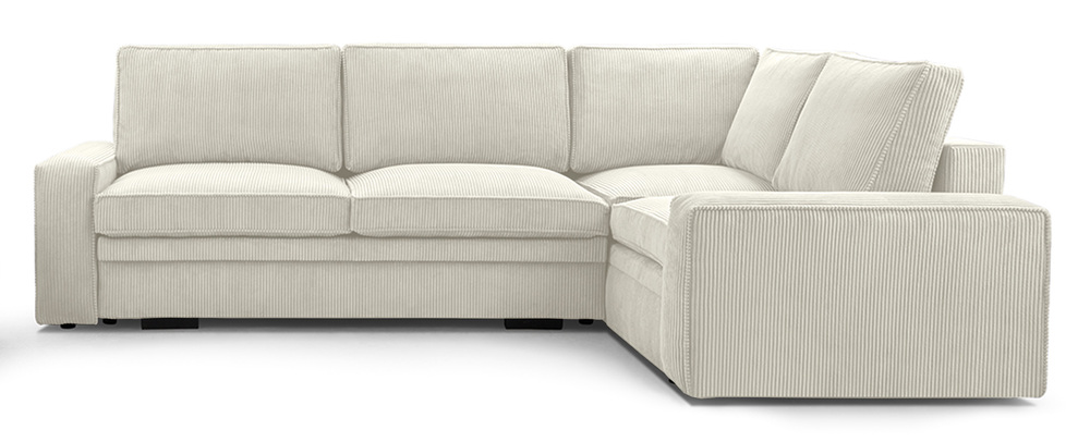 SELSEY Narożnik z funkcją spania Toledo prawostronny z pojemnikiem jasnobeżowy sztruks