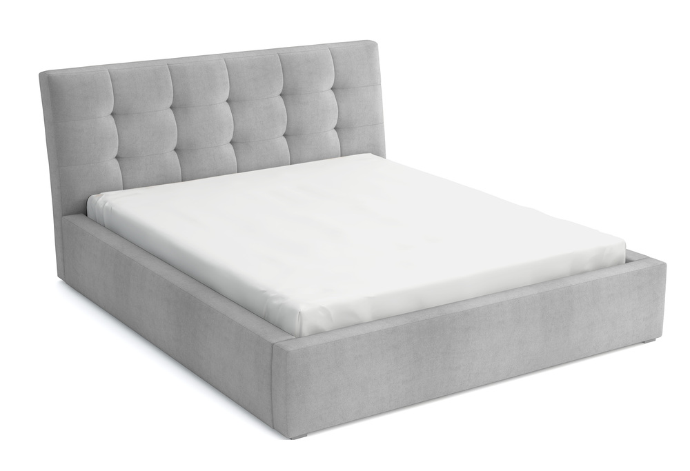 SELSEY Łóżko tapicerowane 200x200 cm Nabbe z pojemnikiem jasnoszare velvet hydrofobowe