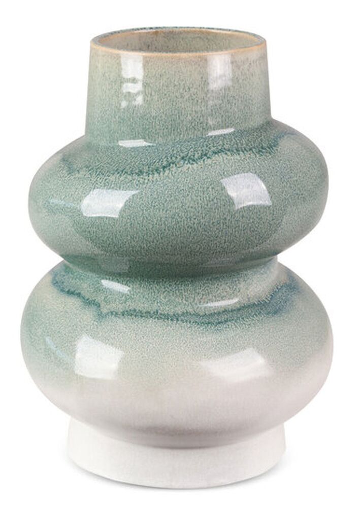 SELSEY Wazon Liana ceramiczny miętowo-kremowy