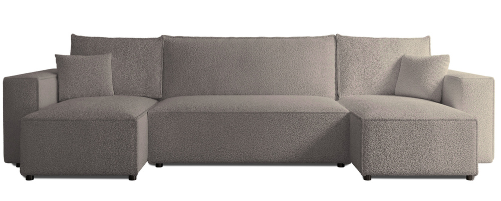 SELSEY Narożnik z funkcją spania Scarlo U-kształtny uniwersalny z pojemnikiem jasnobrązowy boucle