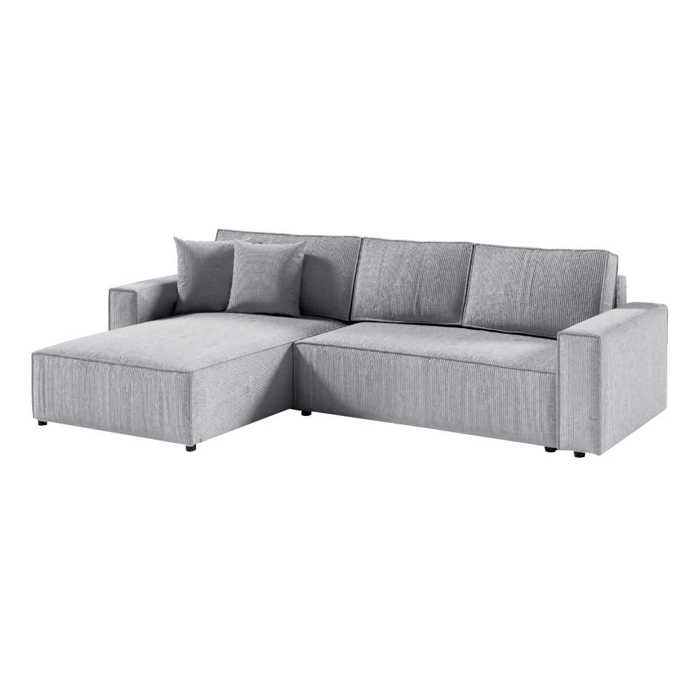 SELSEY Narożnik z funkcją spania Bazzanese L-kształtny uniwersalny z pojemnikiem jasnoszary sztruks