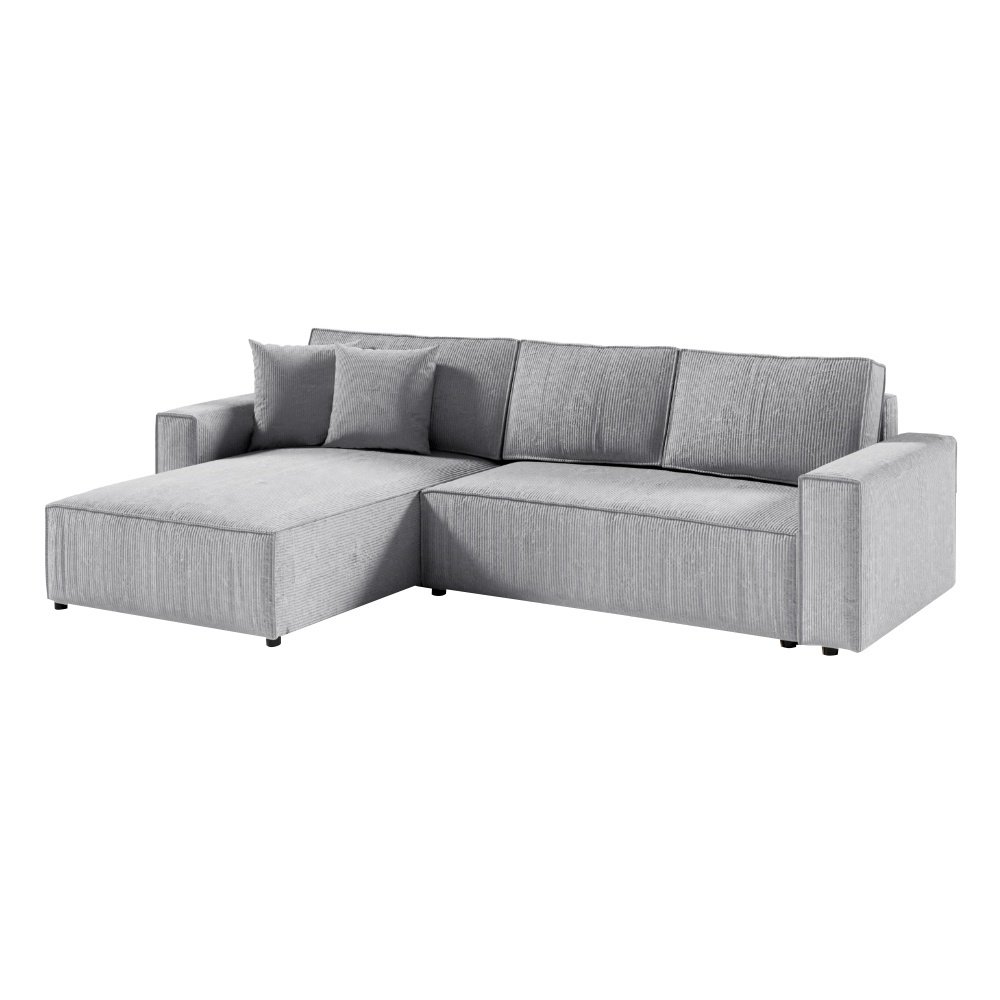 SELSEY Narożnik z funkcją spania Bazzanese L-kształtny uniwersalny z pojemnikiem jasnoszary sztruks