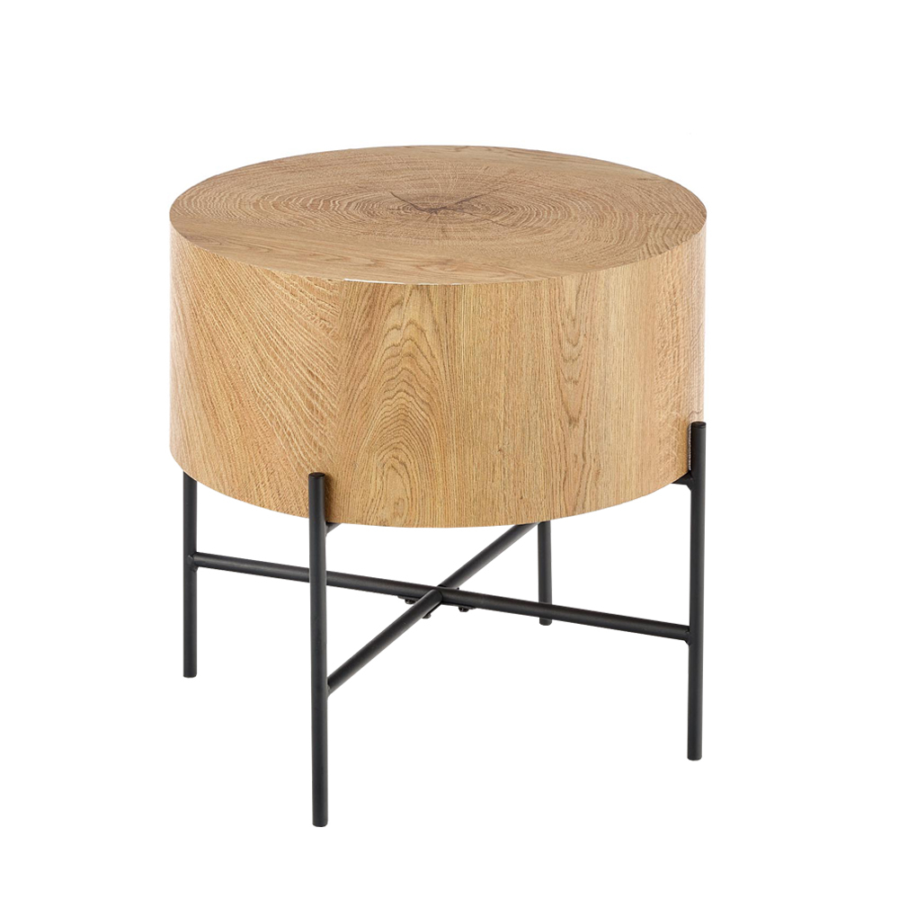 SELSEY Stolik kawowy Filewdy średnica 45 cm dąb naturalny - czarny