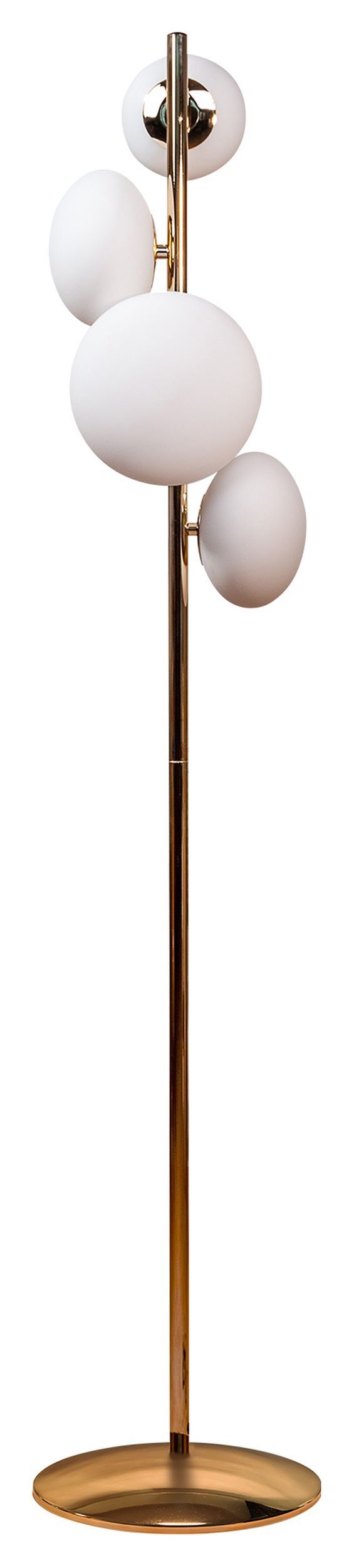 SELSEY Lampa podłogowa Omi x4 złota z mlecznymi kloszami