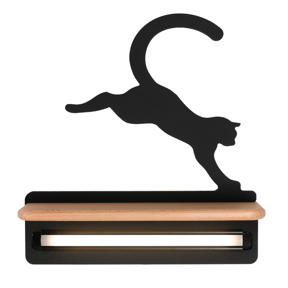 SELSEY Kinkiet ścienny do pokoju dziecięcego Dreamie skaczący kot czarny