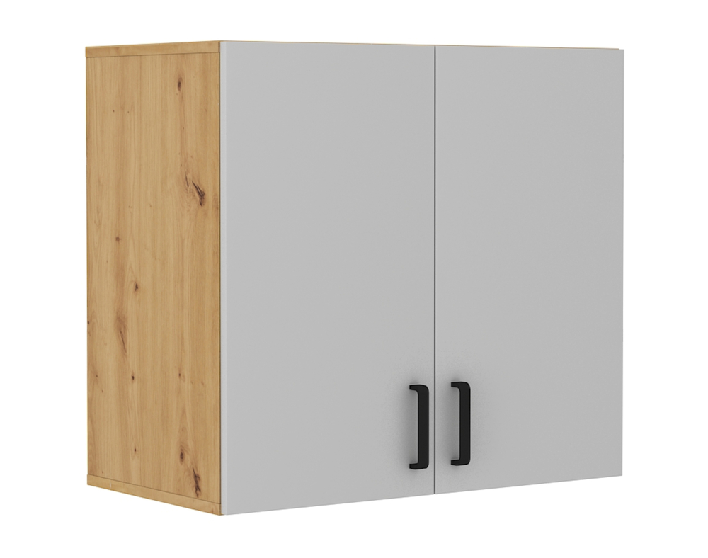 SELSEY Regał wiszący zamykany Stundly 80 cm Dąb artisan/Szary