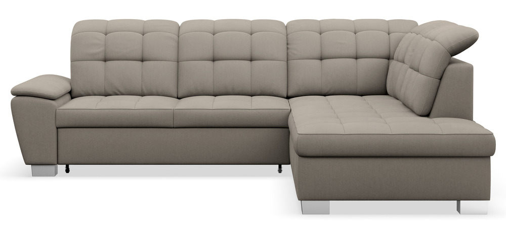 SELSEY Narożnik z funkcją spania Jamaal L-kształtny prawostronny z pojemnikiem szarobeżowy plecionka