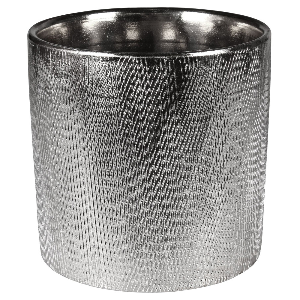 SELSEY Osłonka na doniczkę Stelly ceramiczna 13,5 cm srebrna