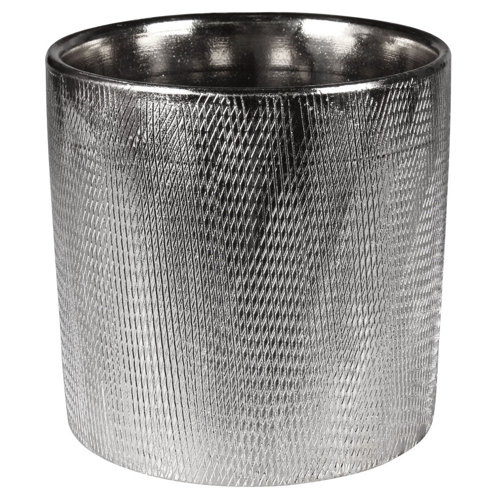 SELSEY Osłonka na doniczkę Stelly ceramiczna 13,5 cm srebrna