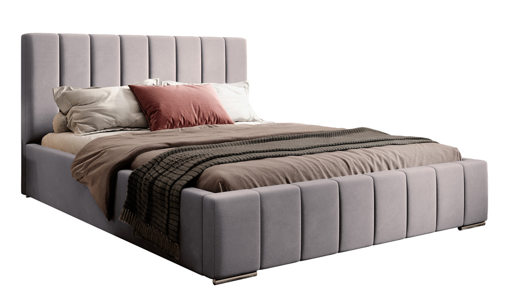 SELSEY Łóżko tapicerowane 140x200 cm Wolte z pojemnikiem szare welur