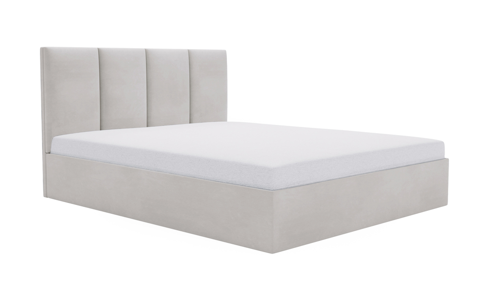 SELSEY Łóżko tapicerowane 120x200 cm Drimmi z pojemnikiem szarobeżowe velvet hydrofobowy