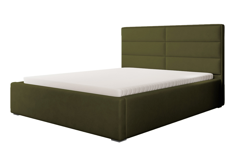 SELSEY Łóżko tapicerowane 180x200 cm Valdamone z pojemnikiem hydrofobowe oliwkowe