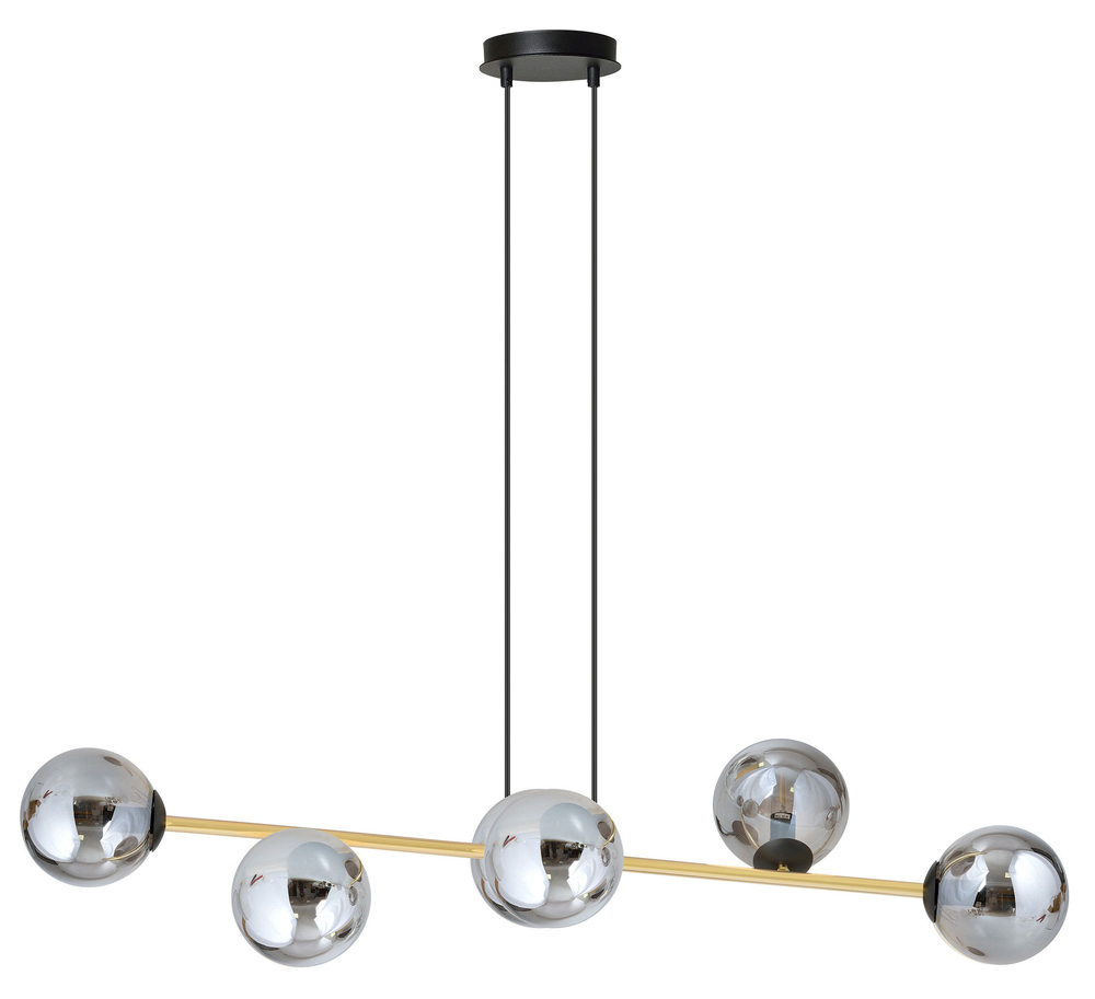 SELSEY Lampa wisząca Bestalles czarno-złota z grafitowymi kloszami x6
