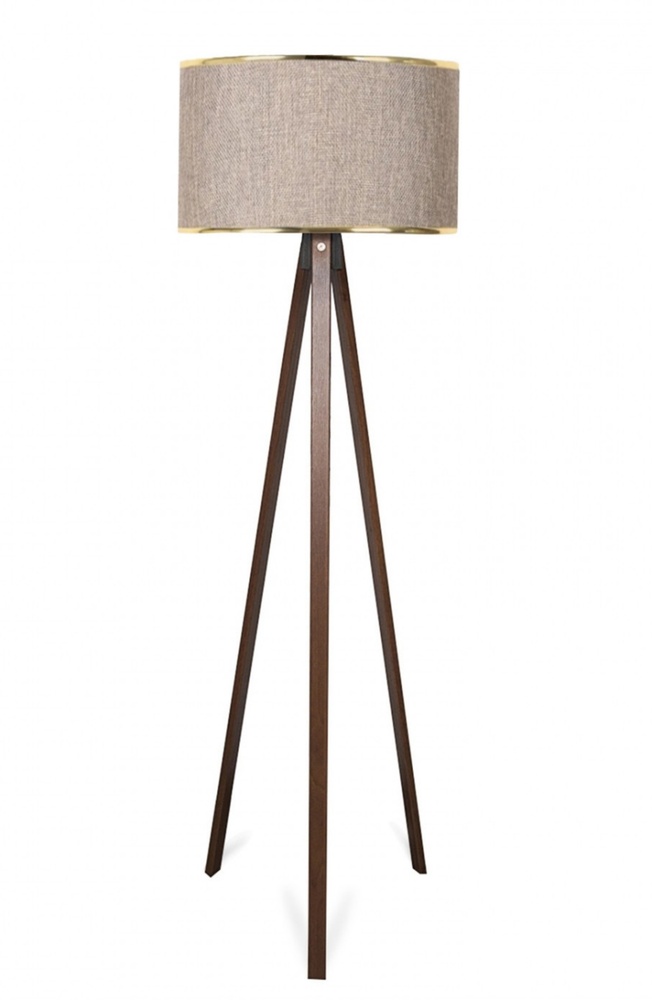 SELSEY Lampa podłogowa Fiestvier beżowo/ złoty klosz