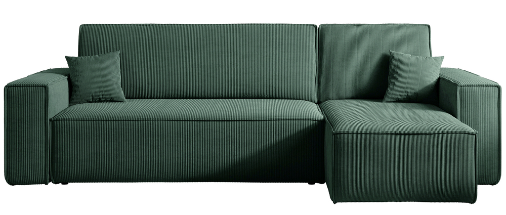 SELSEY Narożnik z funkcją spania Scarlo L-kształtny z pojemnikiem uniwersalny ciemnozielony sztruks