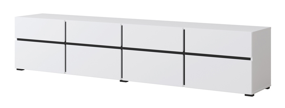 SELSEY Komoda Kruzoe 48 cm z czterema szufladami i czterema szafkami biała