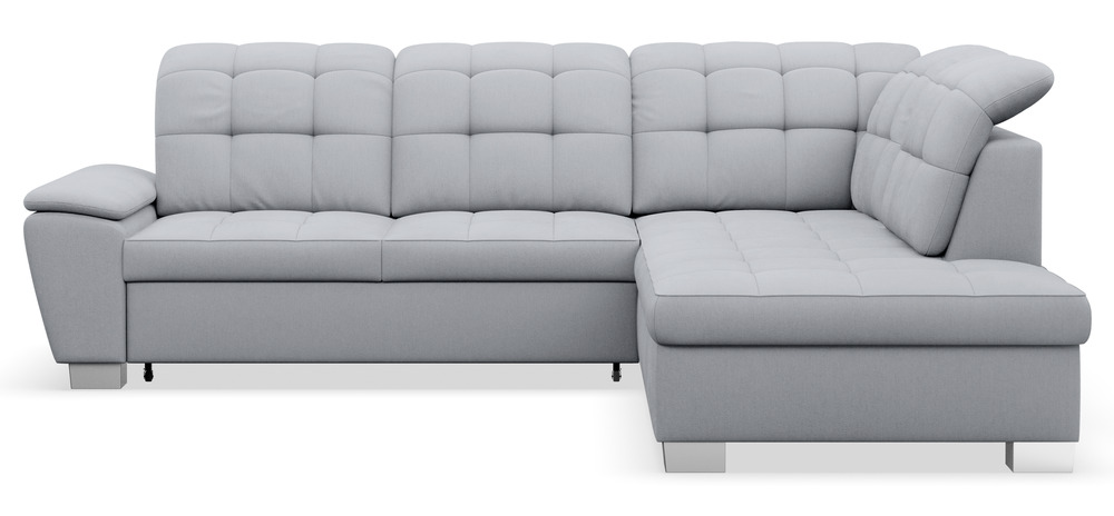 SELSEY Narożnik z funkcją spania Jamaal L-kształtny prawostronny z pojemnikiem jasnoszary plecionka