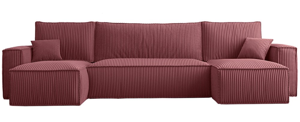 SELSEY Narożnik z funkcją spania Scarlo U-kształtny z pojemnikiem uniwersalny ciemnoróżowy sztruks