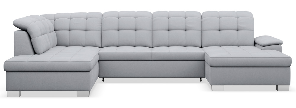 SELSEY Narożnik z funkcją spania Jamaal U-kształtny prawostronny z pojemnikiem jasnoszary plecionka