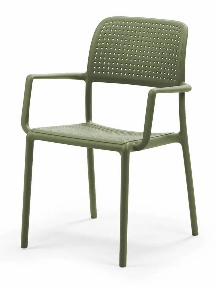 SELSEY Krzesło ogrodowe z podłokietnikami Bora Nardi z certyfikowanego tworzywa zielone
