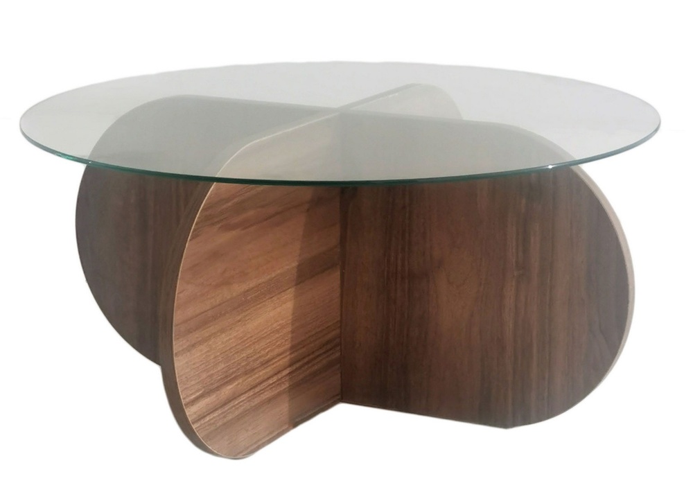 SELSEY Stolik kawowy okrągły Klissay 75x75 cm szklany blat/ orzech