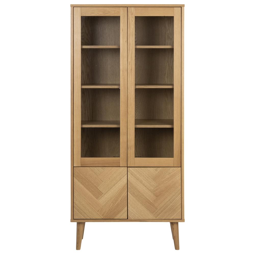 SELSEY Witryna dwudrzwiowa Lopezer z dziesięcioma półkami w jodełkę