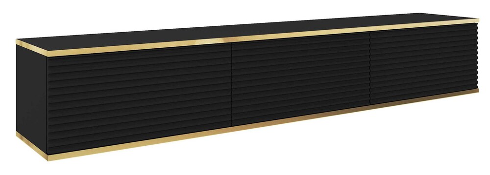 SELSEY Szafka RTV Mucalma 175 cm czarna ze złotymi wstawkami lamele