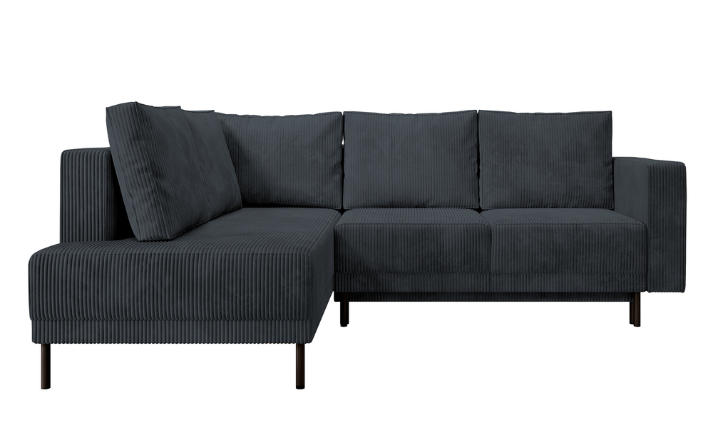 SELSEY Narożnik Rodario z funkcją spania i pojemnikiem na pościel ciemnoszary sztruks lewostronny