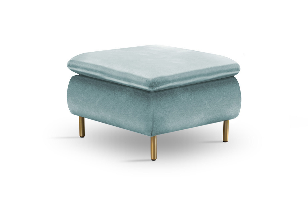 SELSEY Pufa Gennario 69x69 cm na złotych nogach błękitna welur łatwoczyszczący