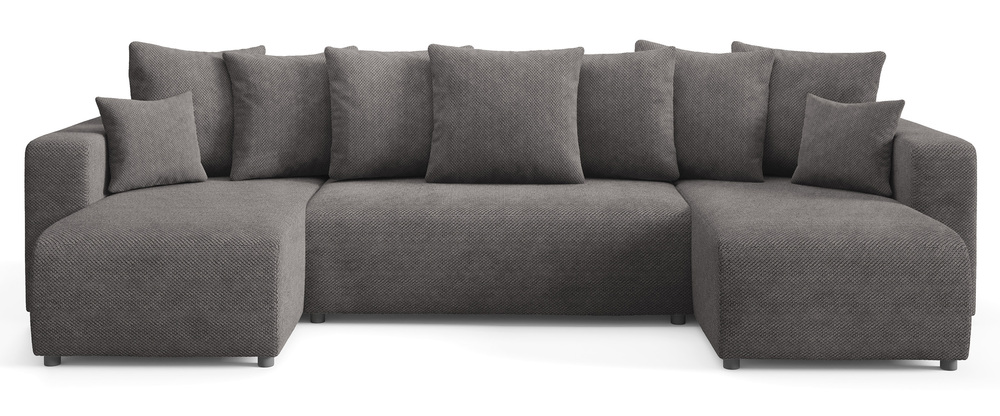 SELSEY Narożnik z funkcją spania Laria U-kształtny z pojemnikiem szary szenil hydrofobowy