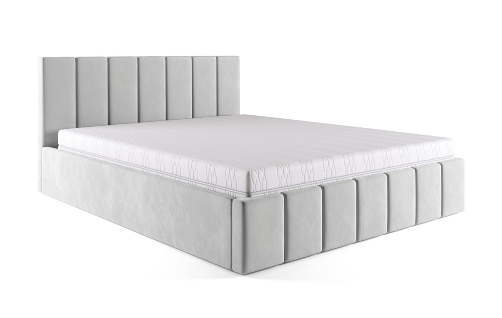 SELSEY Łóżko tapicerowane 160x200 cm Vanimo jasnoszare z pojemnikiem stelaż drewniany