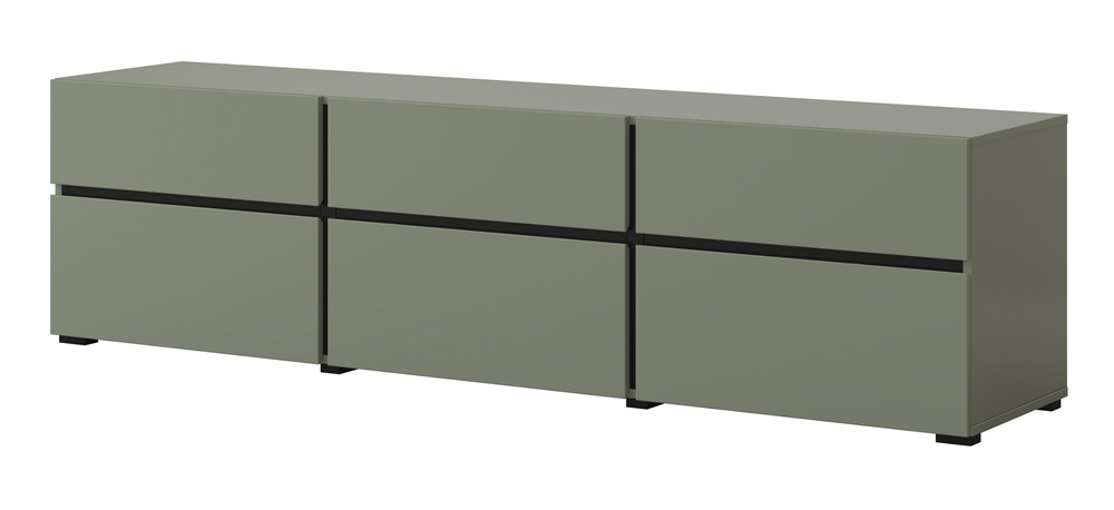 SELSEY Komoda Kruzoe 48 cm z trzema szufladami i trzema szafkami zielona