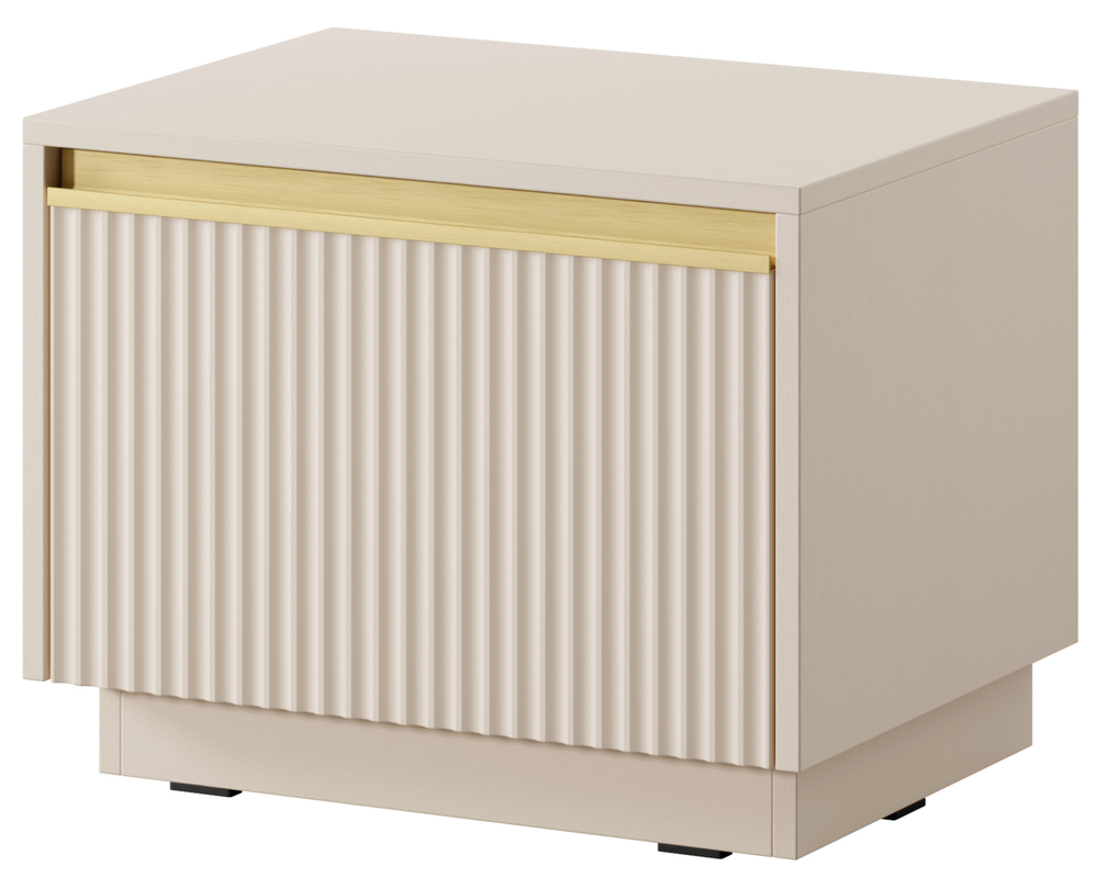 SELSEY Szafka nocna Riggio z szufladą i ryflowanymi frontami 54 cm beż piaskowy