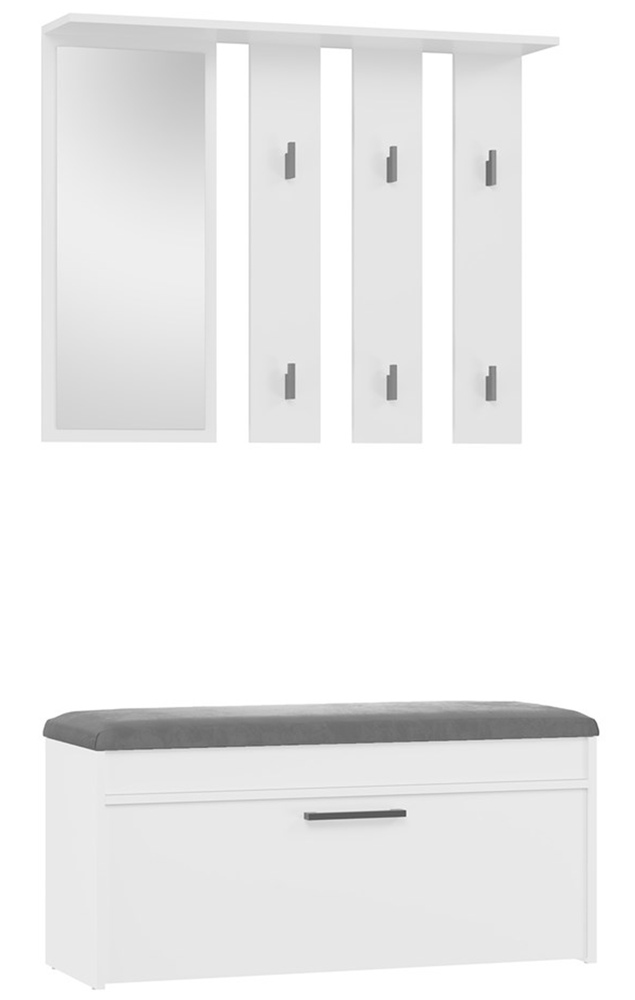 SELSEY Zestaw do przedpokoju Parmani z siedziskiem i lustrem 100 cm biały