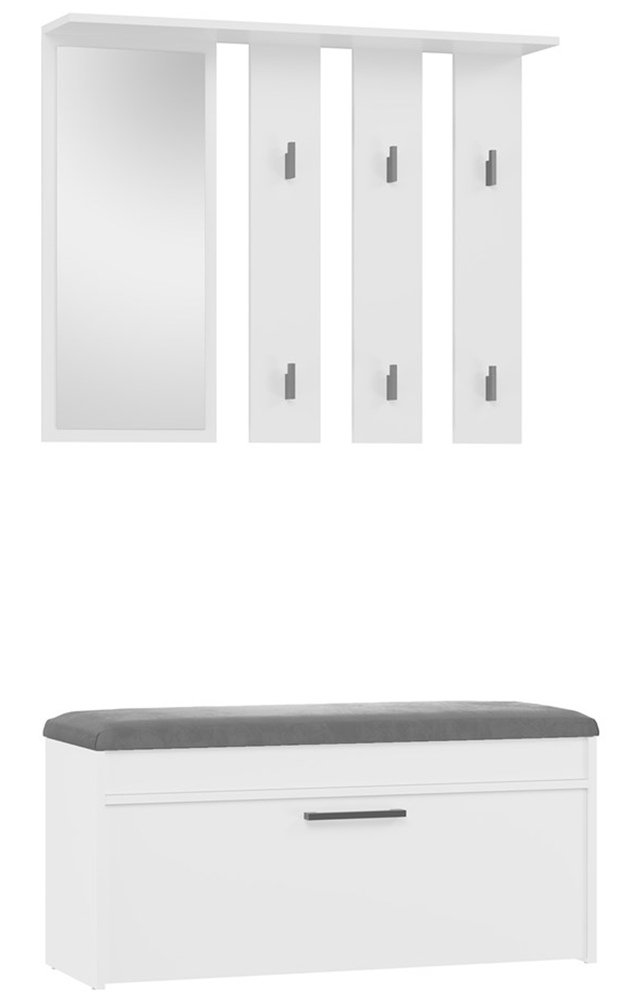 SELSEY Zestaw do przedpokoju Parmani z siedziskiem i lustrem 100 cm biały
