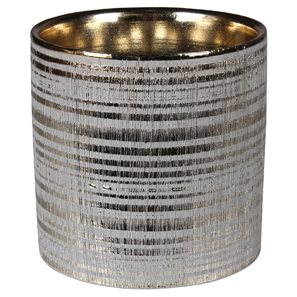 SELSEY Osłonka na doniczkę Betje ceramiczna 13,5 cm złota