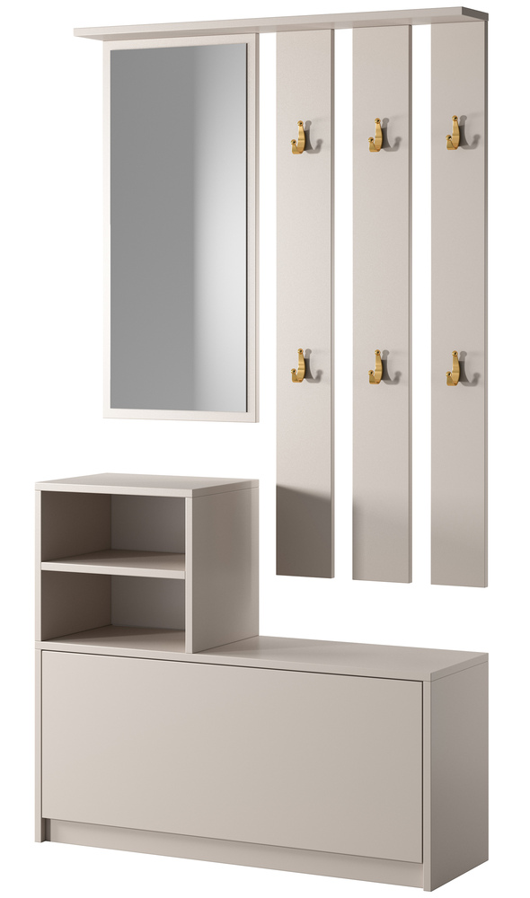 SELSEY Zestaw do przedpokoju Yesfir z szafką na buty i wieszakami 85 cm kaszmir