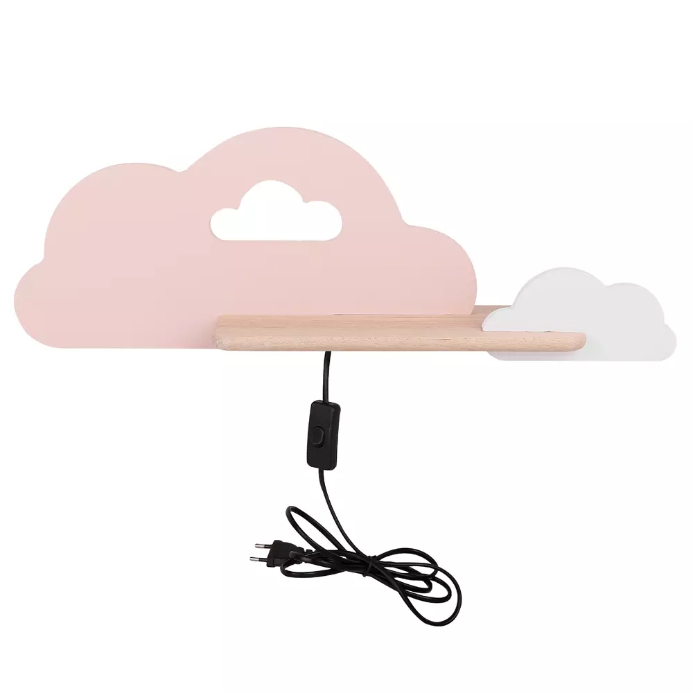 SELSEY Kinkiet ścienny do pokoju dziecięcego Dreamie chmurka z przewodem różowy/biały