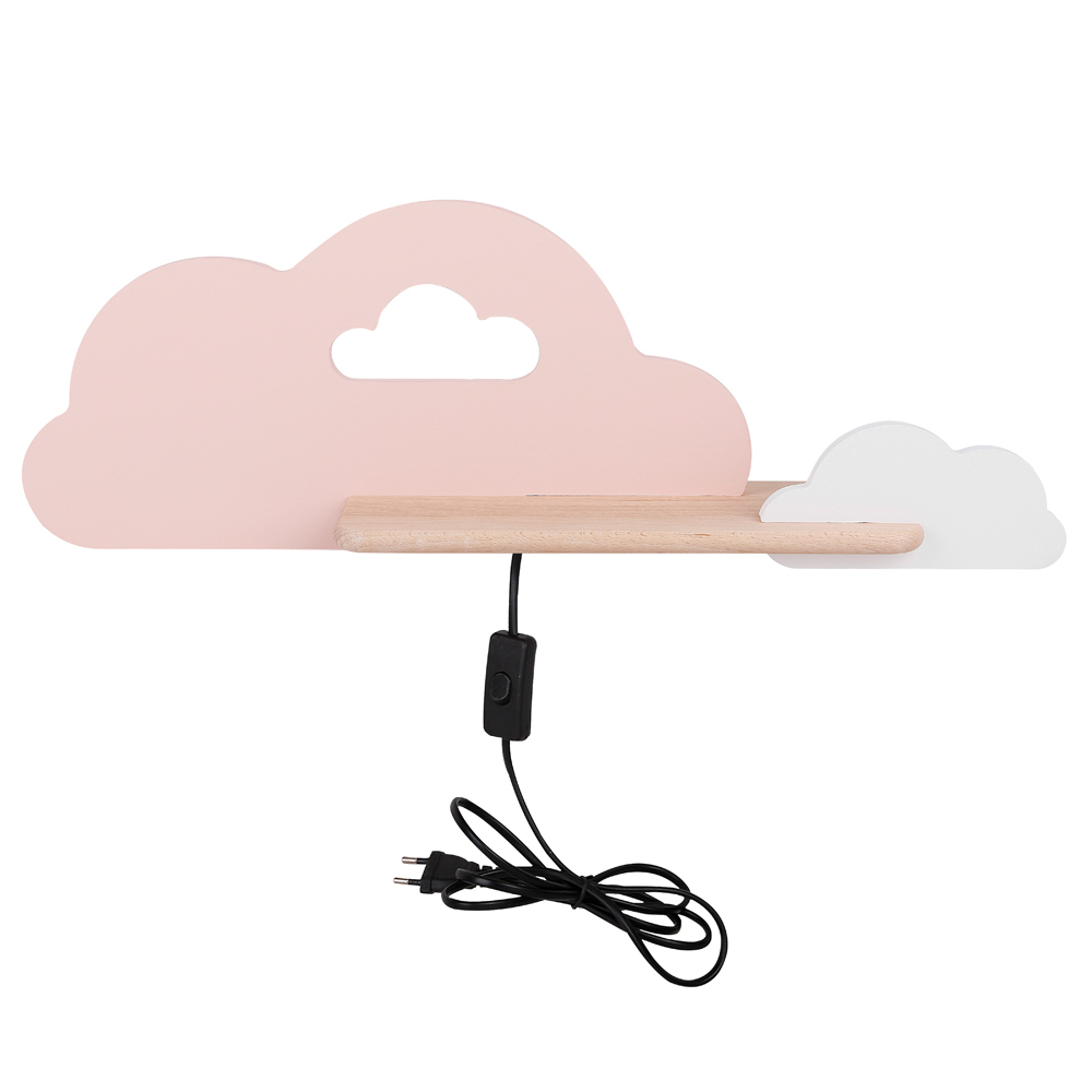 SELSEY Kinkiet ścienny do pokoju dziecięcego Dreamie chmurka z przewodem różowy/biały